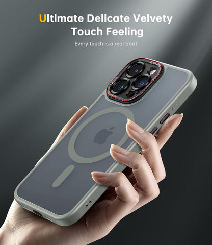 iPhone 16 Pro Hülle Magsafe Militärschutz Integrierter Kameraschutz Matt Stoßfest Kratzfest Anti-Fingerabdruck Case Titan Natur