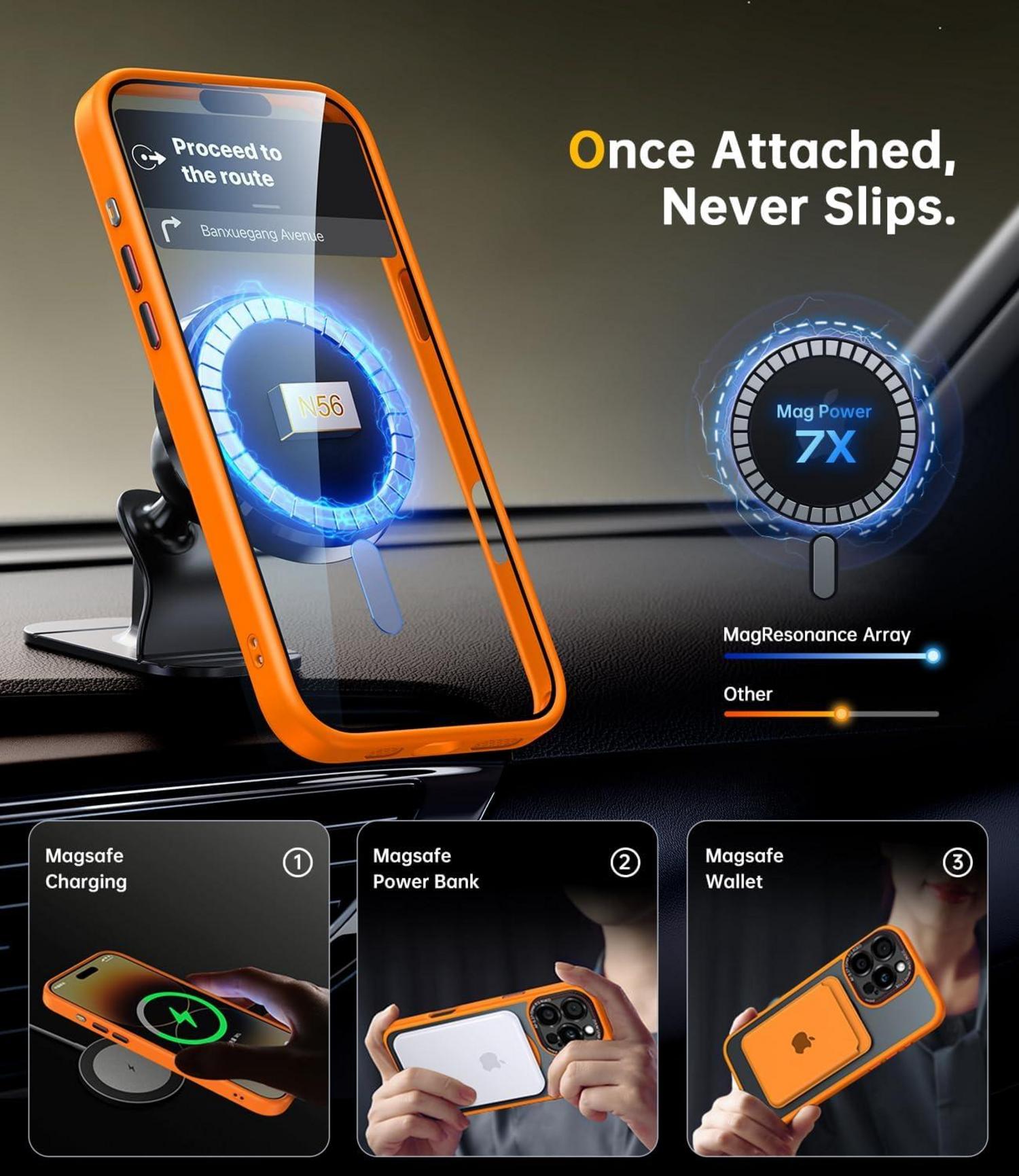 Handyhülle iPhone 16 Pro Max Hülle Magsafe Militärschutz Orange