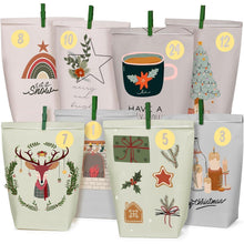 Adventskalender Papiertüten Weihnachtsmotiven 24er Set