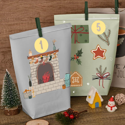 Adventskalender zum Befüllen 24 Weihnachtskalender Papiertüten Hygge-Stil