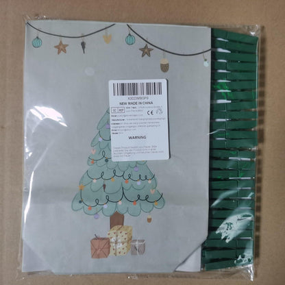 Adventskalender 24 Weihnachts Papiertüten mit Zahlenaufkleber und Klammern