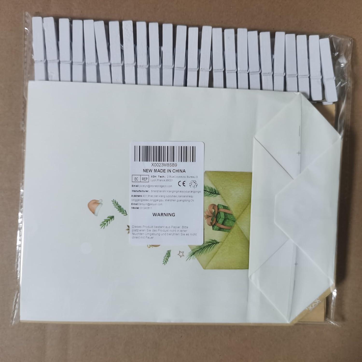 Adventskalender Kraftpapiertüten Aquarellmotive 24er Set DIY Festlich