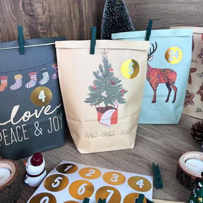 Adventskalender Weihnachts DIY Geschenktüten Papiertüten Selbstbefüllen