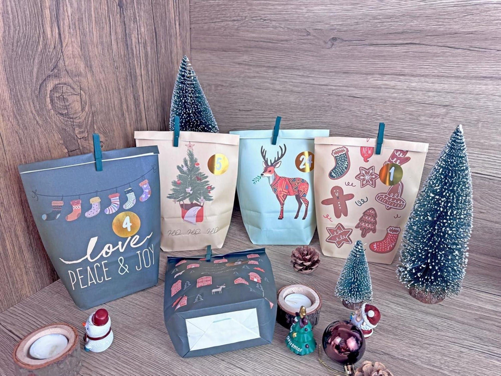 Adventskalender zum Befüllen 24 DIY Weihnachtstüten