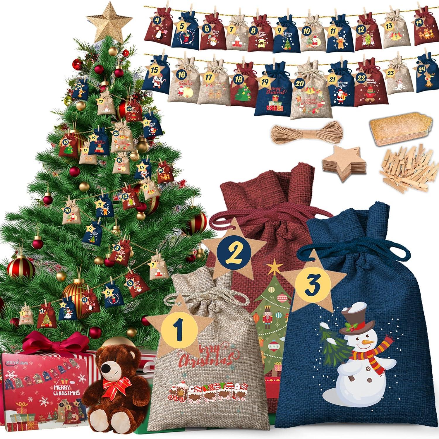 Adventskalender Beutel Geschenksäcke Weihnachten 2024