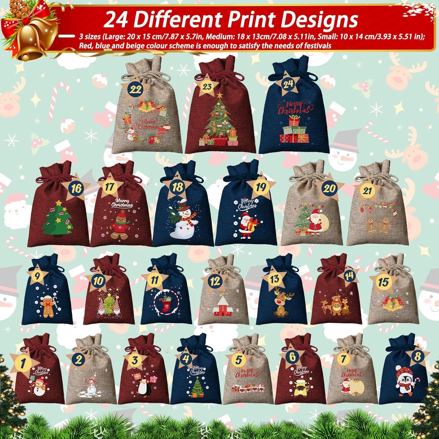 Adventskalender Beutel Geschenksäcke Weihnachten 2024