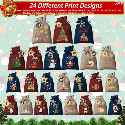 Adventskalender Beutel Geschenksäcke Weihnachten 2024