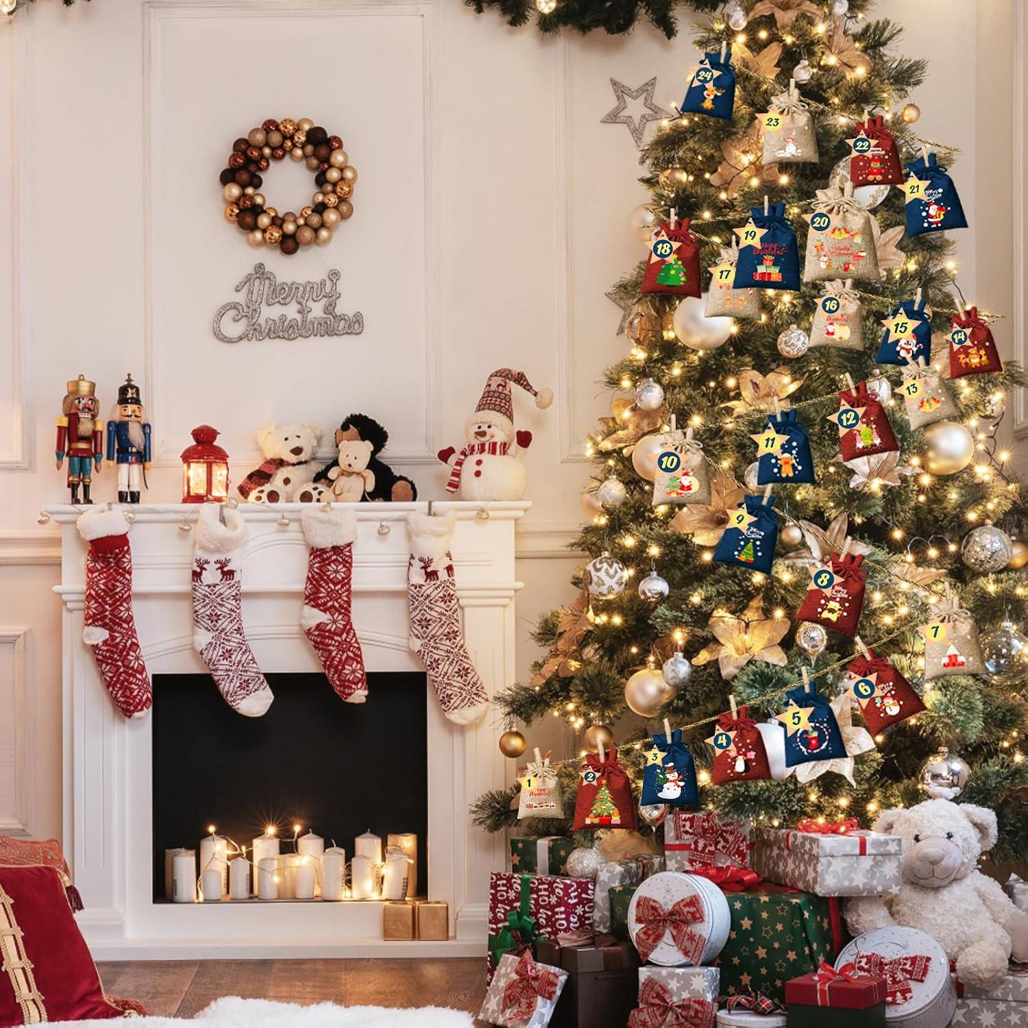 Adventskalender zum Befüllen 24 Weihnachtssäckchen 2024 Geschenktüten