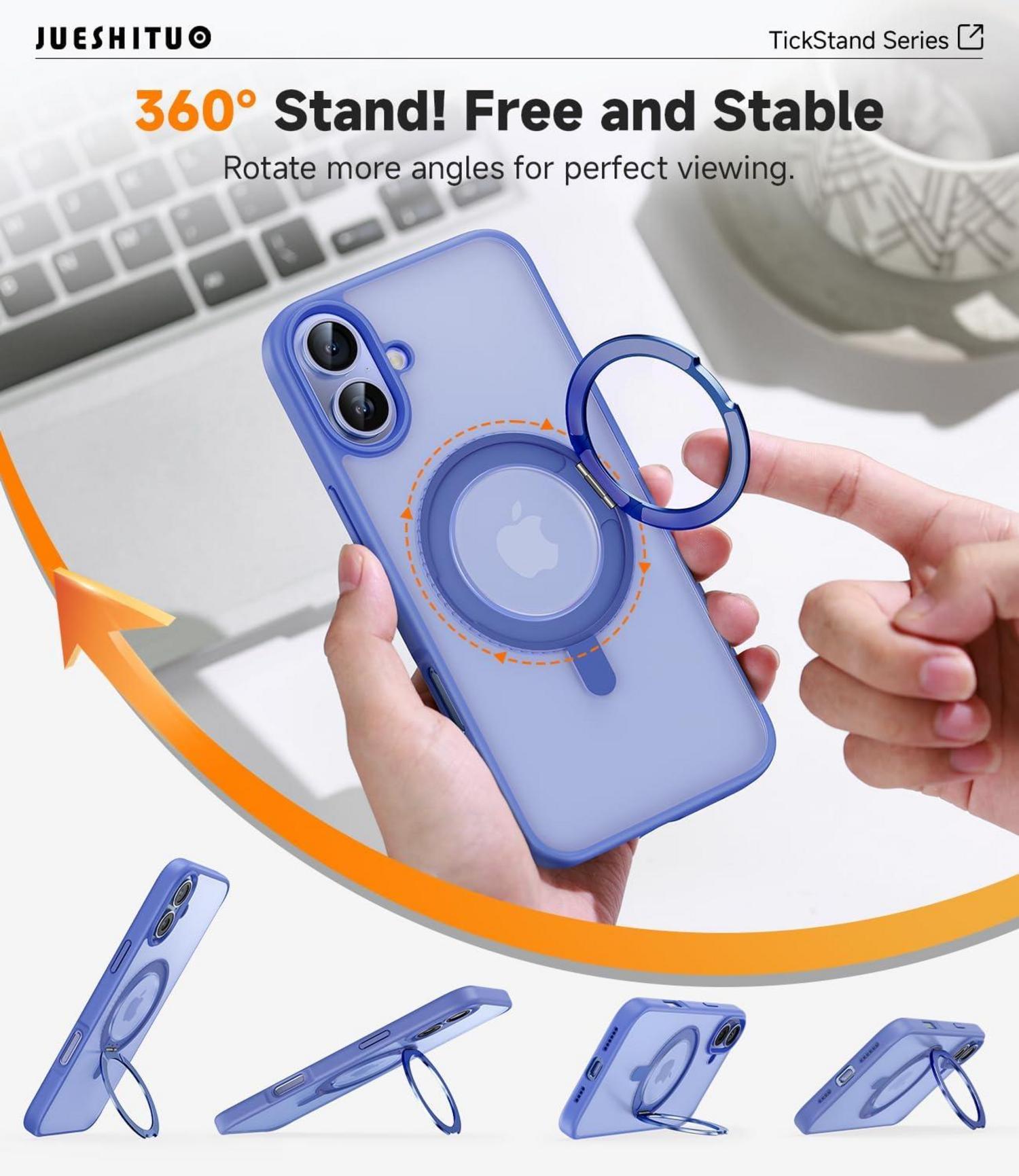 360° Magic Stand iPhone 16 Hülle Militärschutz Unsichtbarer Ständer