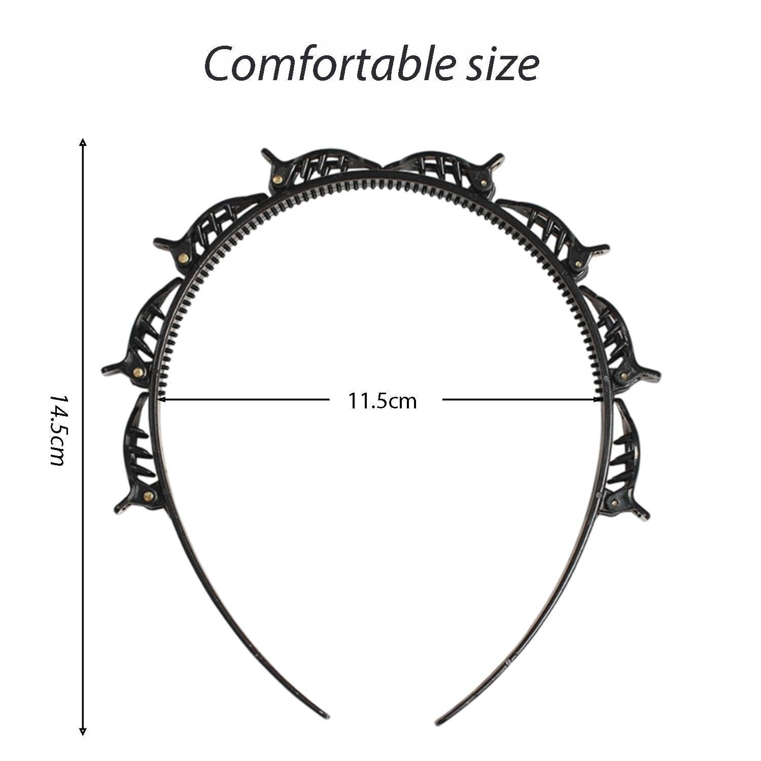 2er Set Schwarz Stirnband mit Haarklammern Braid Tool