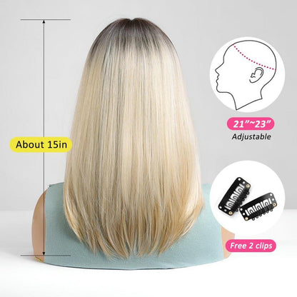 Ombre Blonde Bob Perücke mit Pony Synthetisches Haar für Frauen Cosplay Party tragen