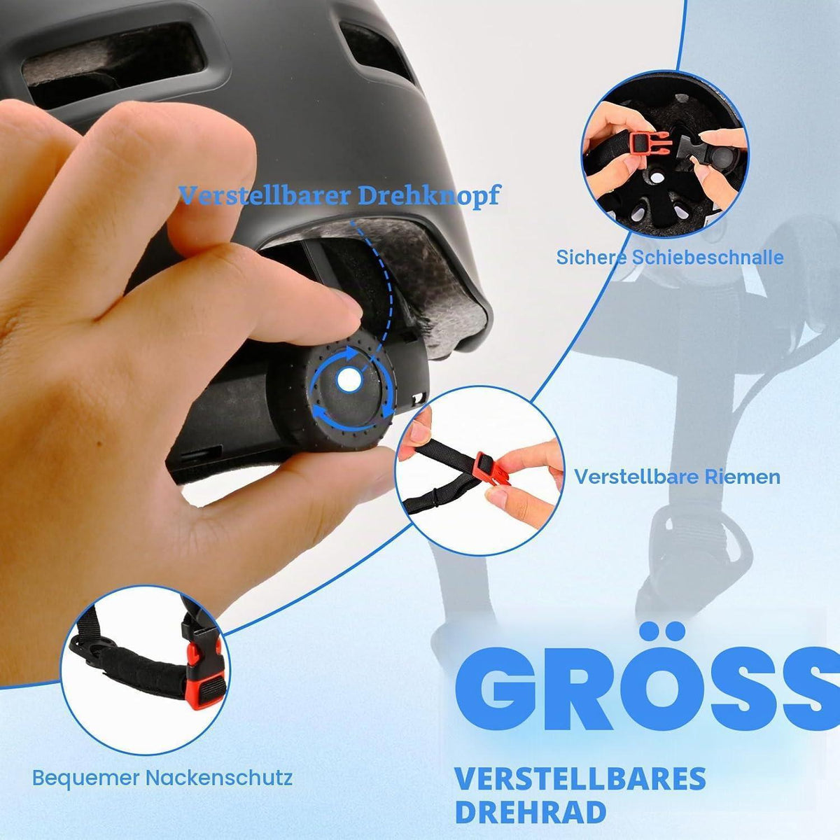 Verstellbarer Fahrradhelm für Kinder & Erwachsene – Multi-Sport Helm Schwarz