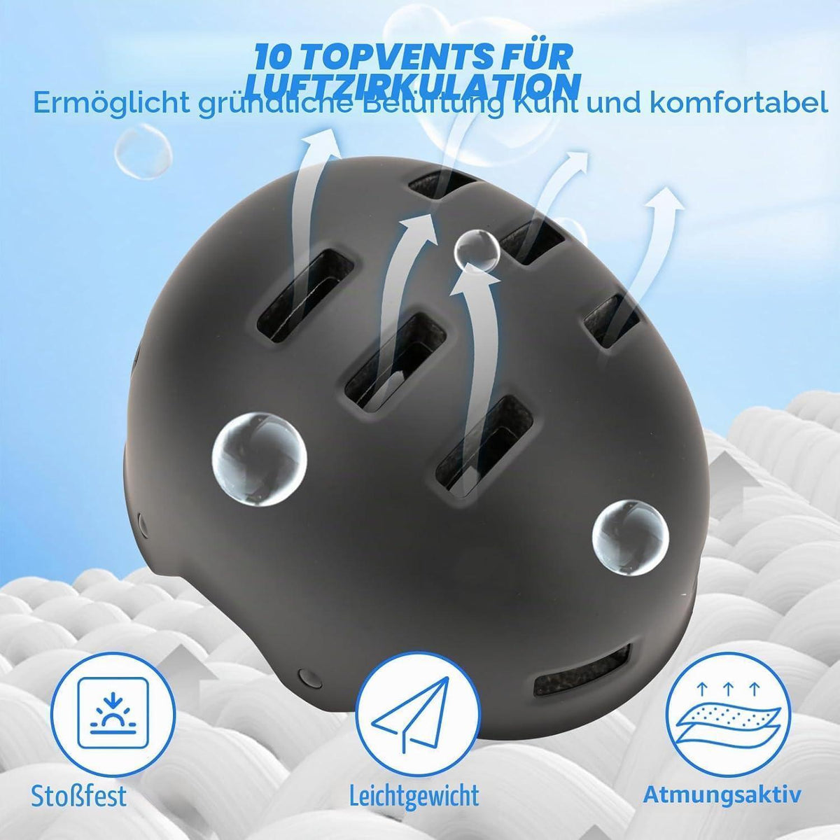 Verstellbarer Fahrradhelm für Kinder & Erwachsene – Multi-Sport Helm Schwarz
