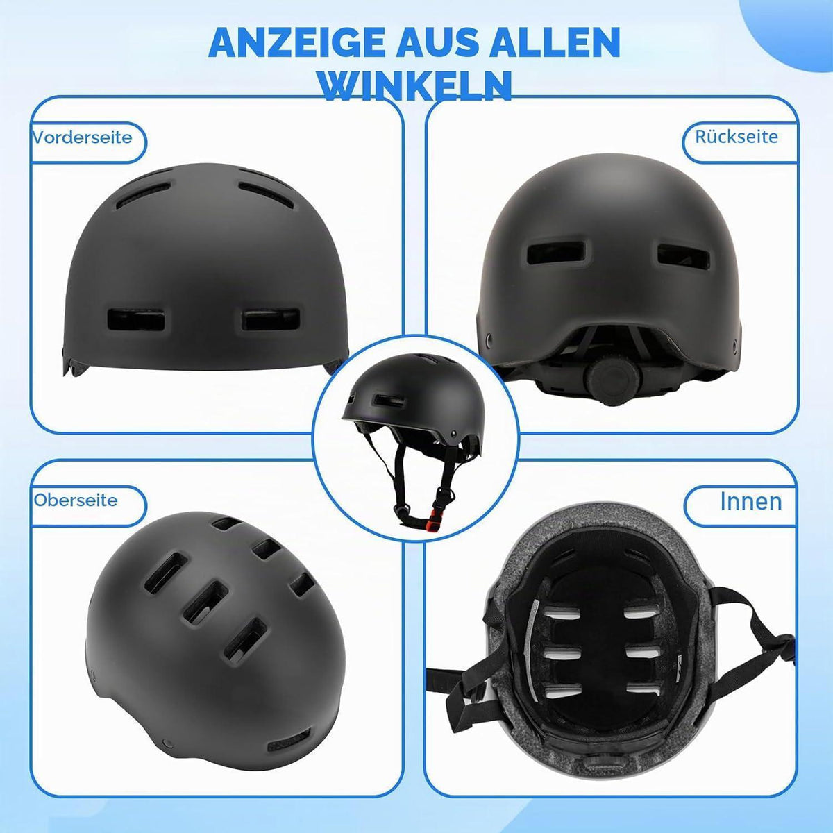 Verstellbarer Fahrradhelm für Kinder & Erwachsene – Multi-Sport Helm Schwarz