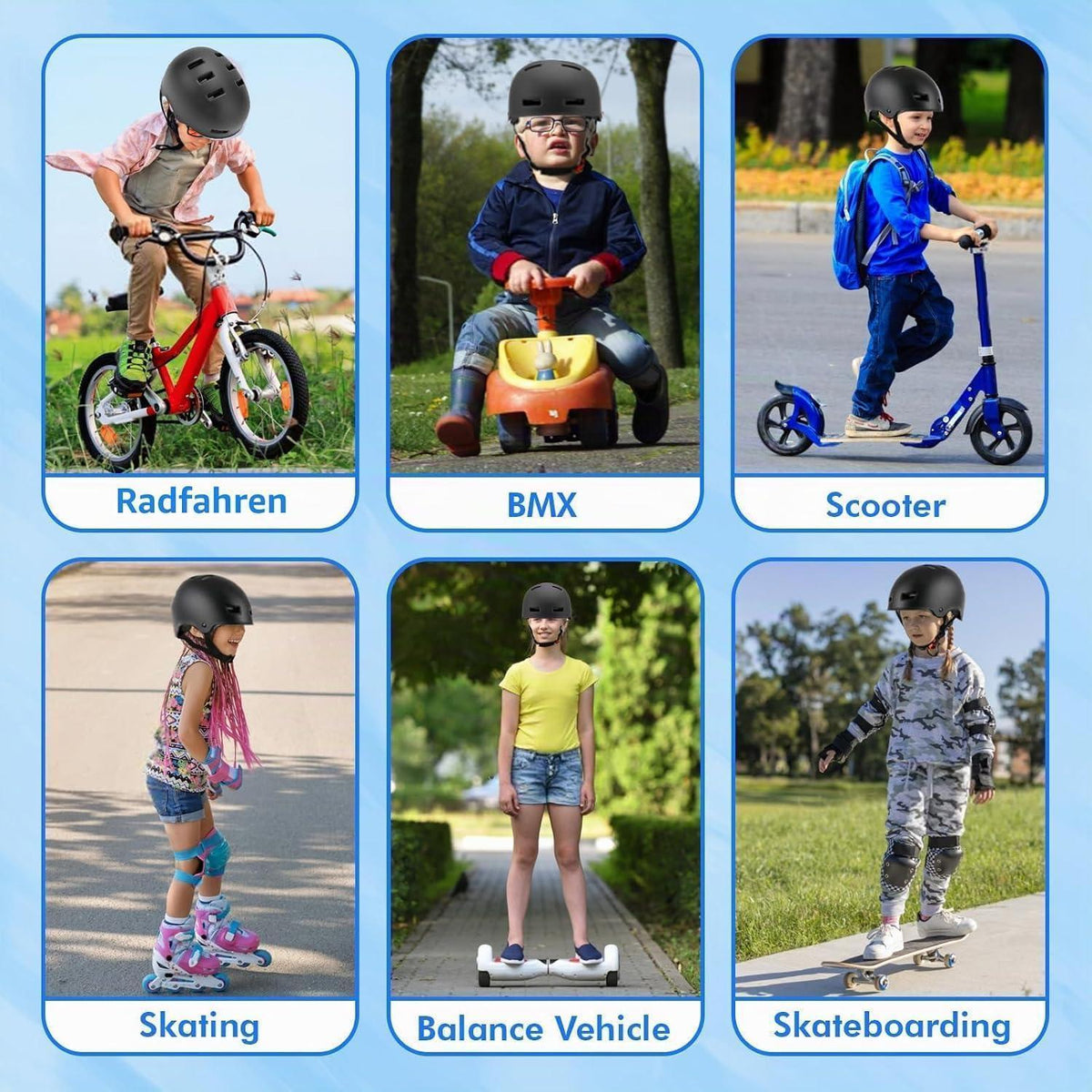 Verstellbarer Fahrradhelm für Kinder & Erwachsene – Multi-Sport Helm Schwarz