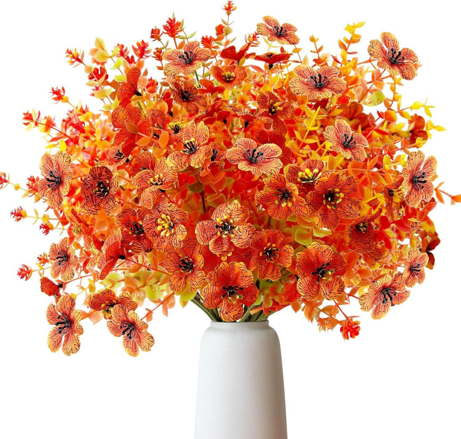 Künstliche Herbstblumenstrauß Set 8 Bündel Orange Herbstdeko