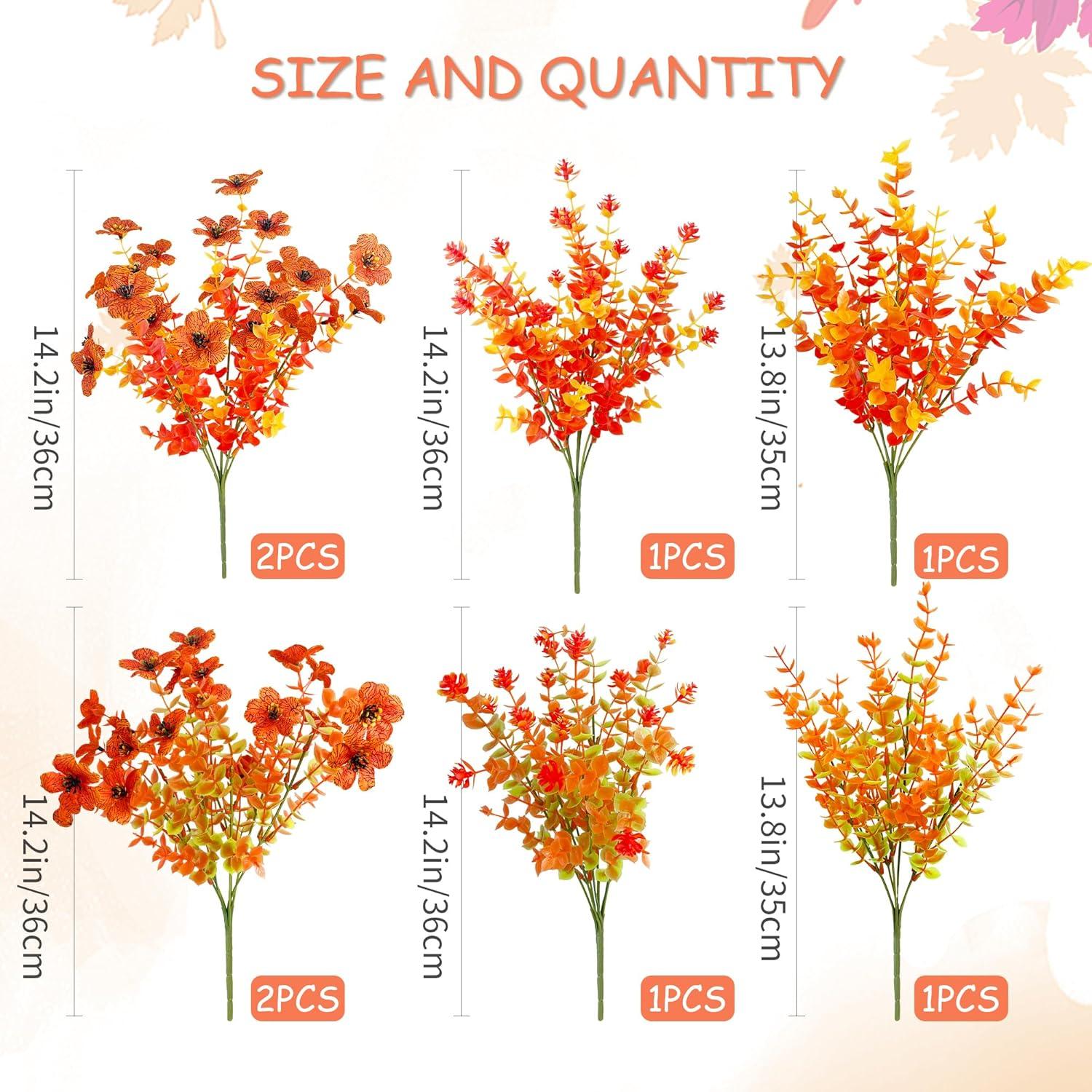 Künstliche Herbstblumensträuße Set 8 Stück Orange