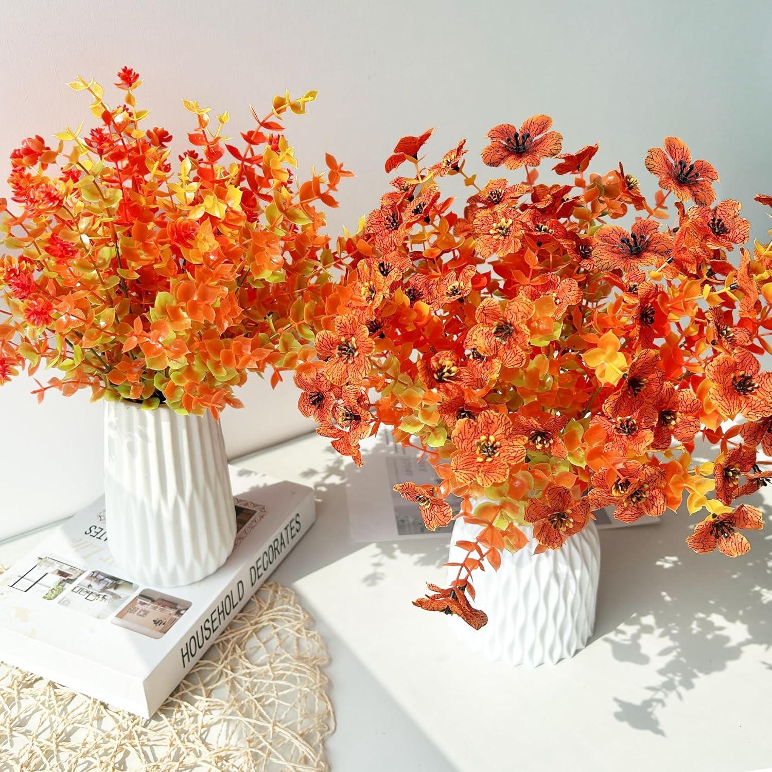 Künstliche Herbstblumenstrauß Set 8 Bündel Orange Herbstdeko