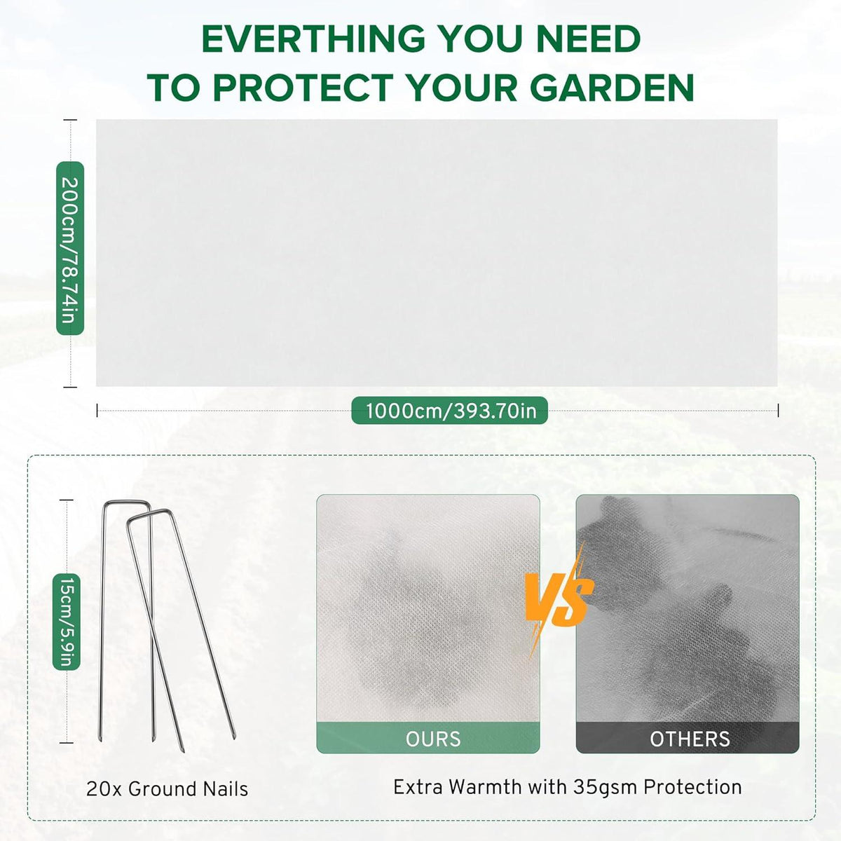 Wintervlies für Pflanzen 35g/m² 2 x 10 m Frostschutz Garten