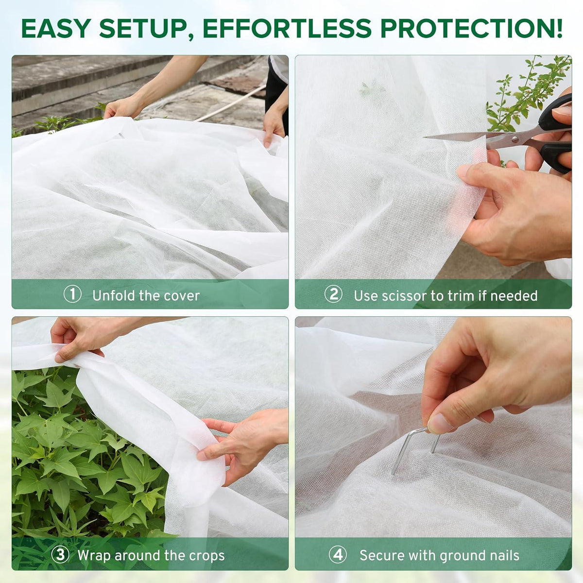 Wintervlies 35g/m² 2x10m Gartenvlies Frostschutz Erdnägeln für