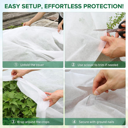 Wintervlies 35g/m² 2x10m Gartenvlies Frostschutz Erdnägeln für