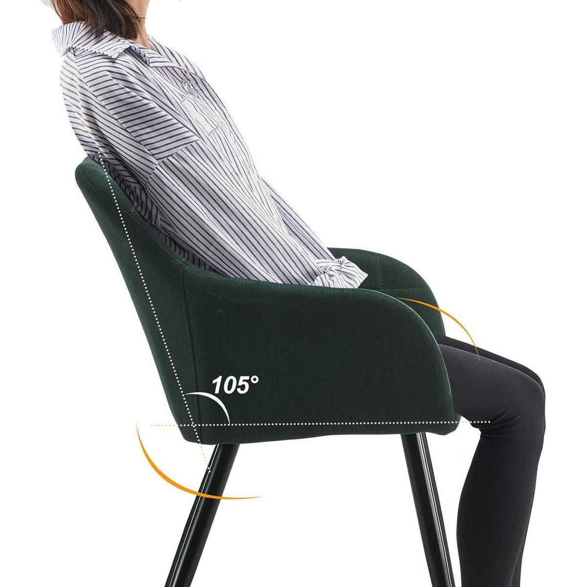 Esszimmerstühle 6er Set Leinen Grün mit Armlehnen