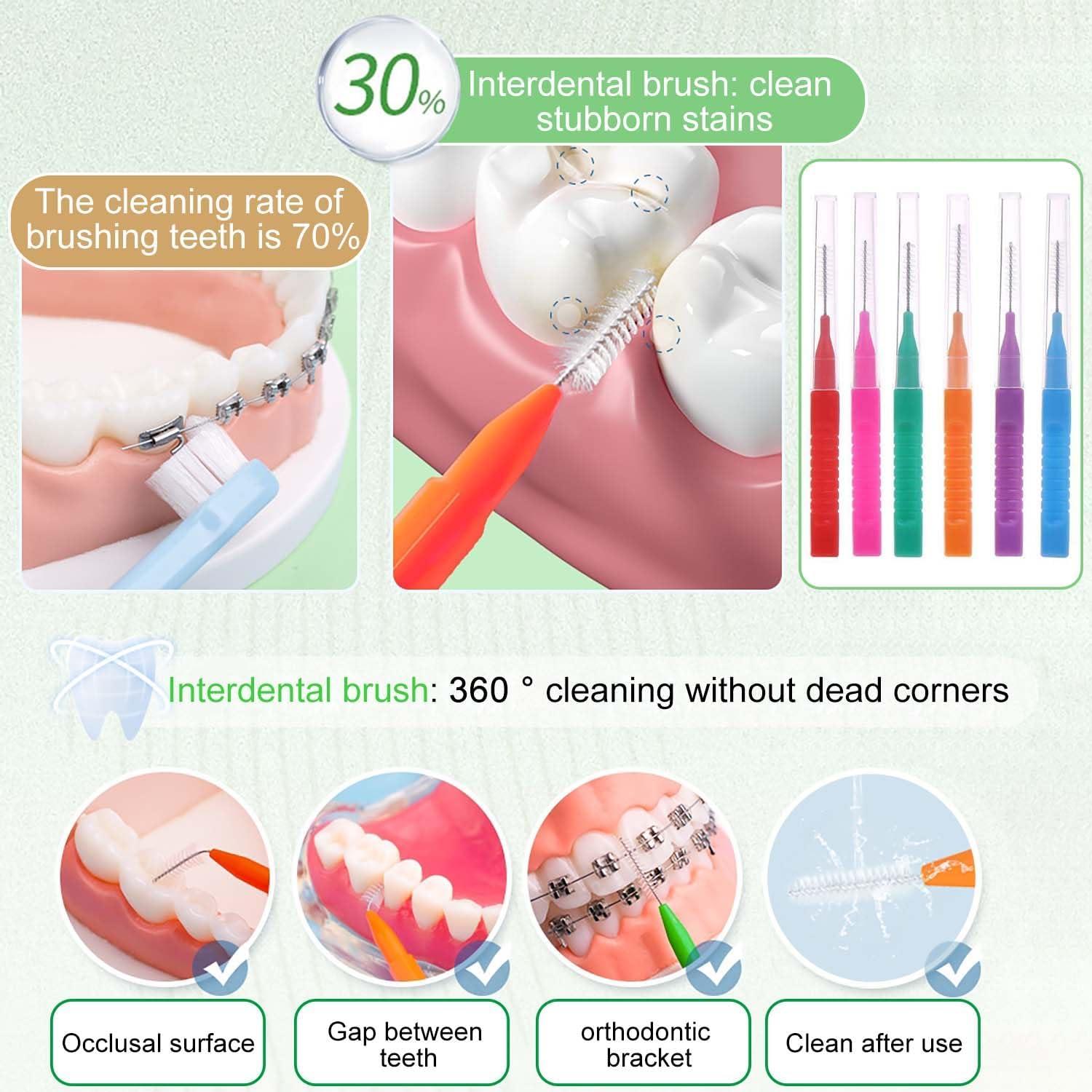 30 Interdentalbürsten mit Etui, Wiederverwendbar, Reinigung enger Zahnzwischenräume