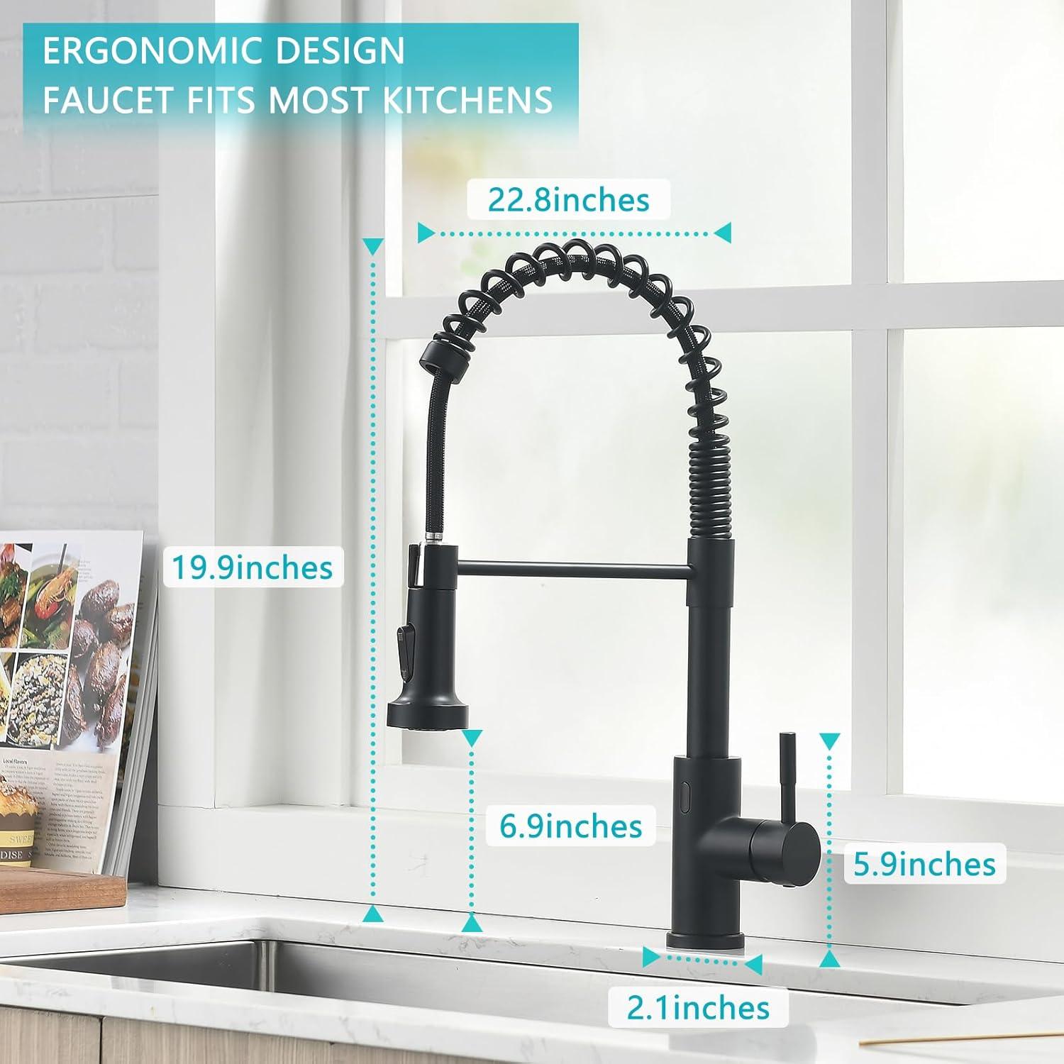 Infrarot Sensor Wasserhahn Schwarz mit Ausziehbarer Brause