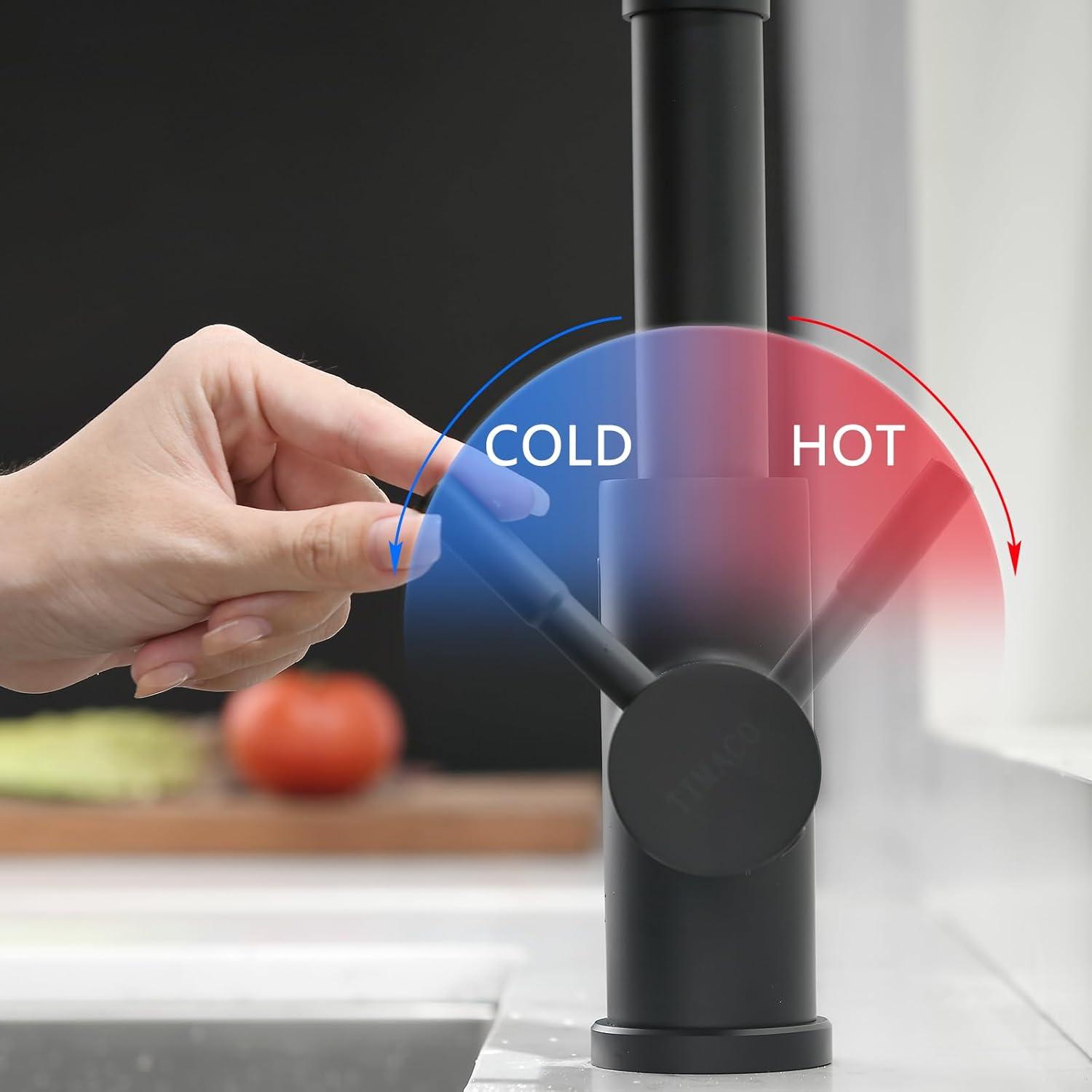 Infrarot Sensor Küchenarmatur Schwarz Ausziehbar 360° Schwenkbar