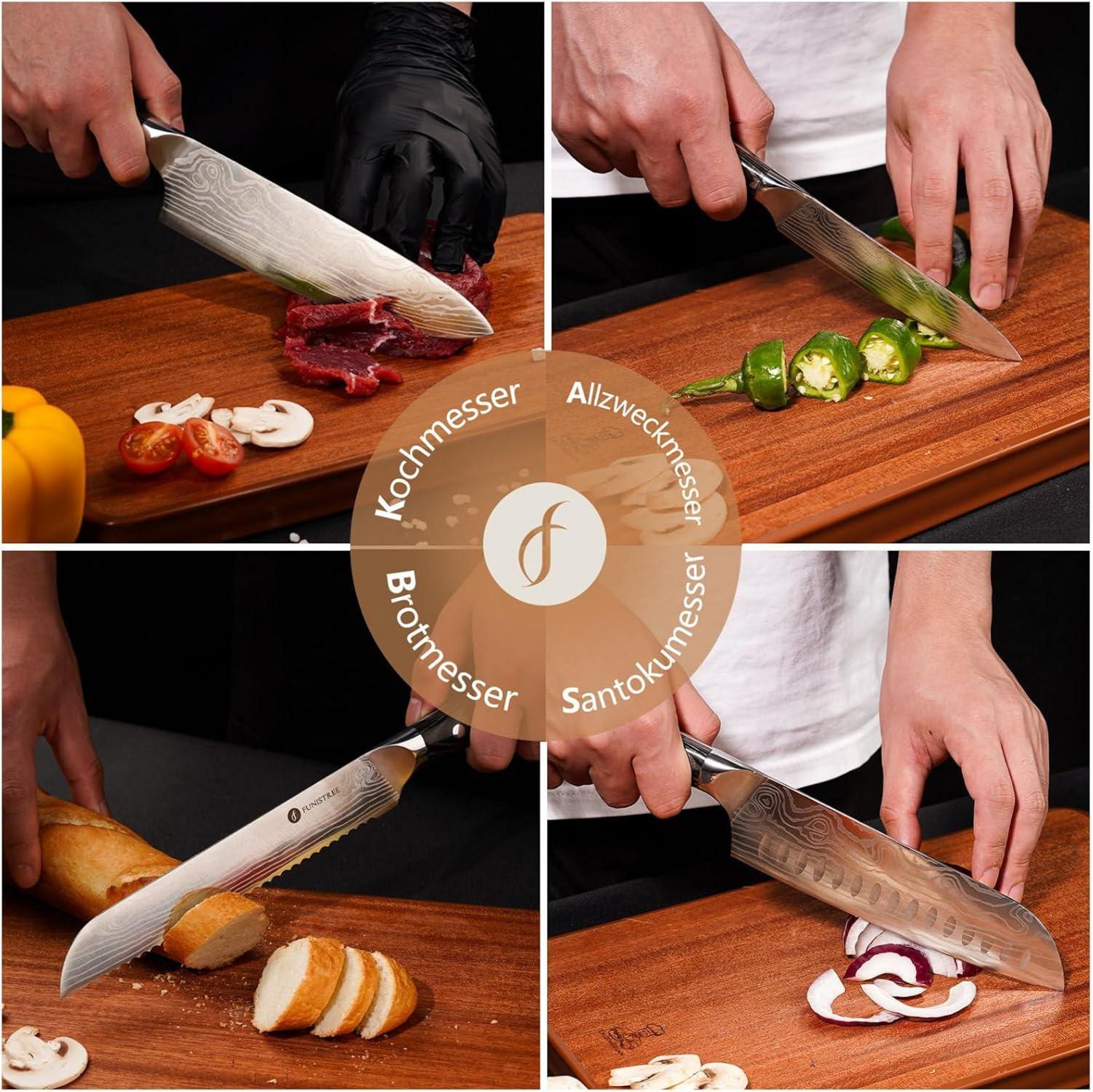 Küchenmesserset 4tlg Geschenkbox Holz Valentinstag Edelstahl Messerset