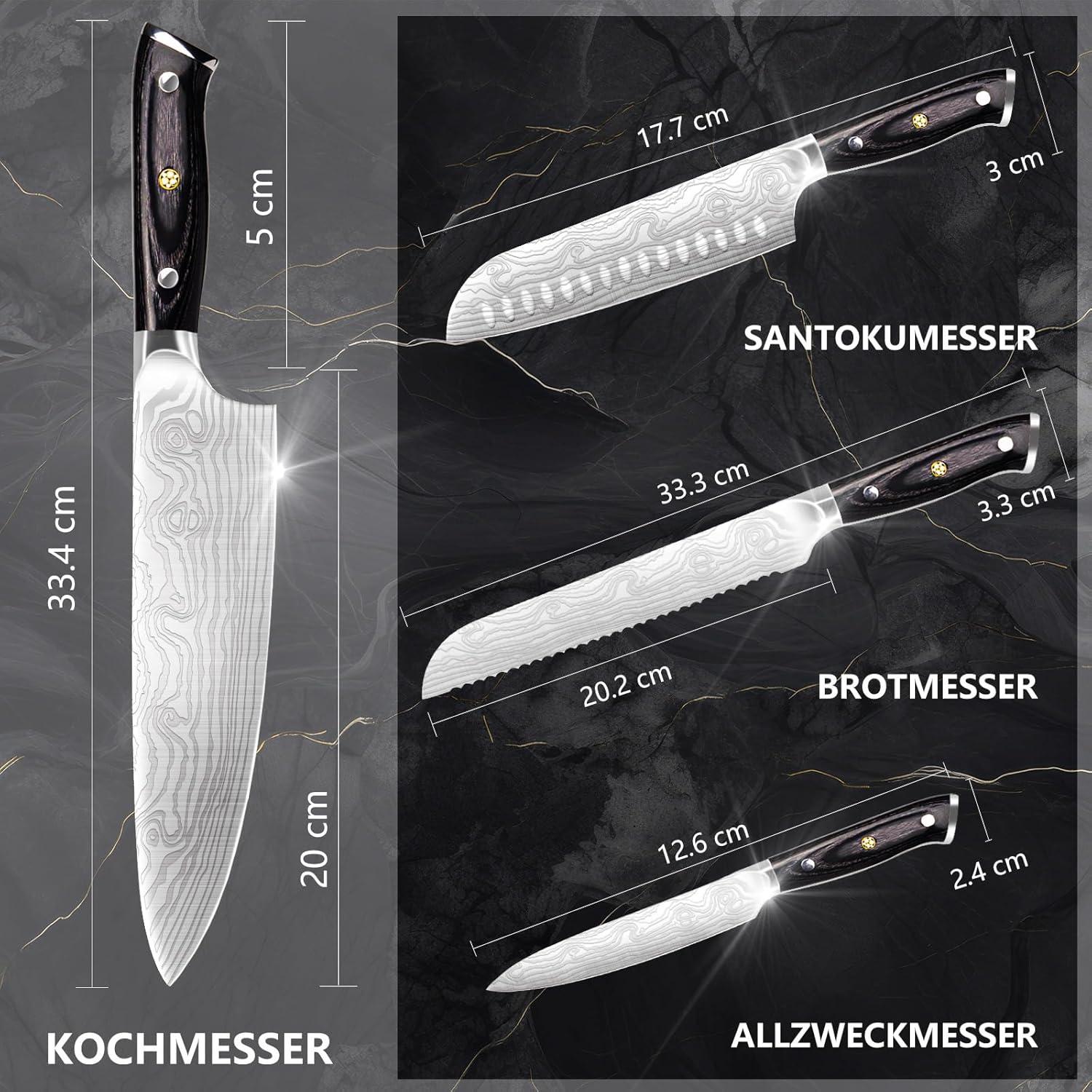 Küchenmesserset 4 tlg Deutscher Edelstahl Holz Geschenkbox