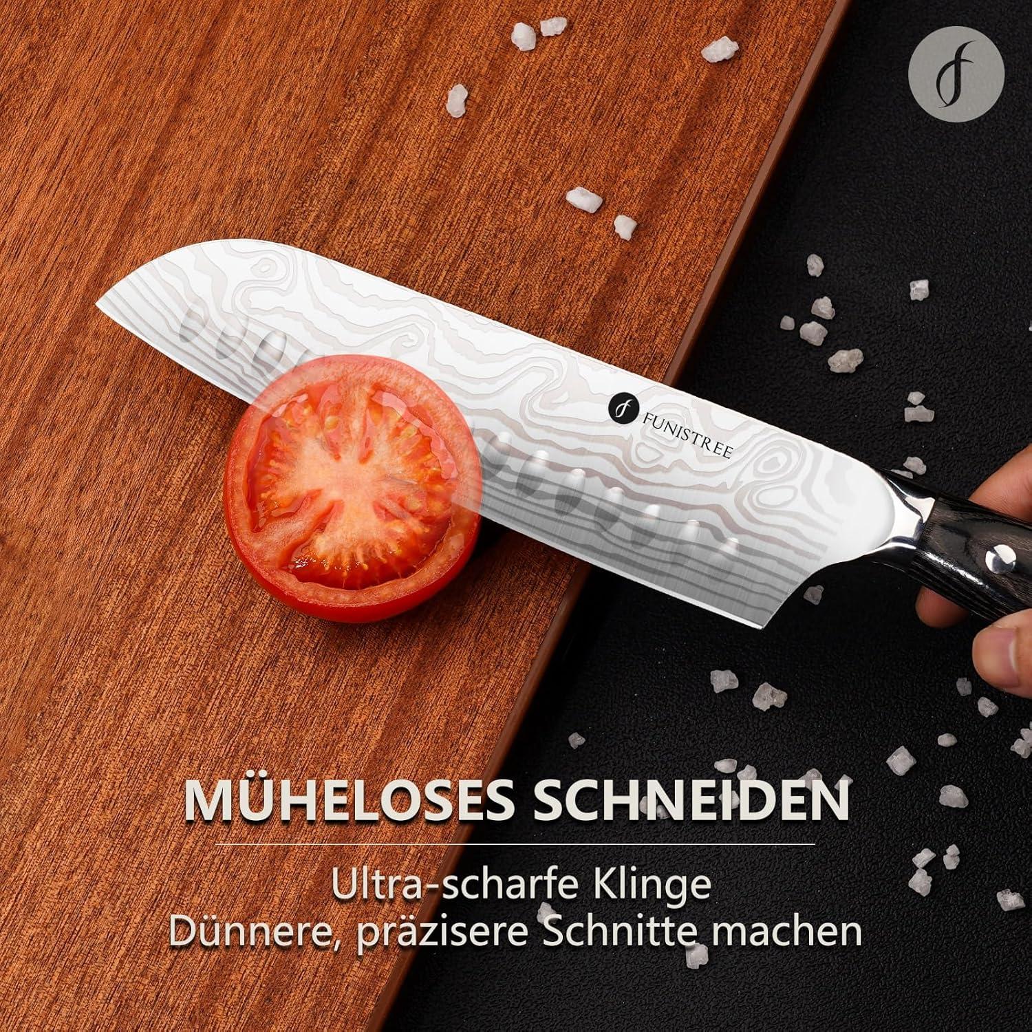 Hochwertiges Küchenmesserset 4 tlg Holz Geschenkbox Edelstahl Scharfe Messer