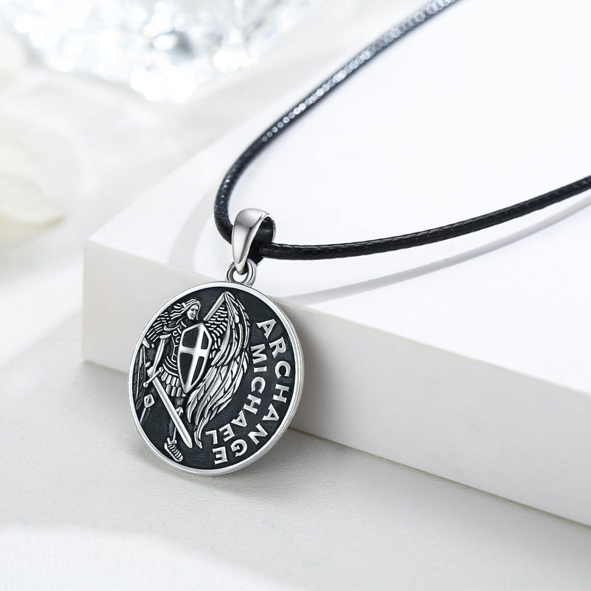 925 Sterling Silber Halskette Erzengel Michael Schutzpatron Geschenk für Männer