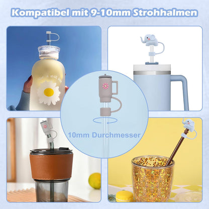 Stanley Cup Zubehör Set 9-teilig, Strohhalm Abdeckung & Auslaufschutz