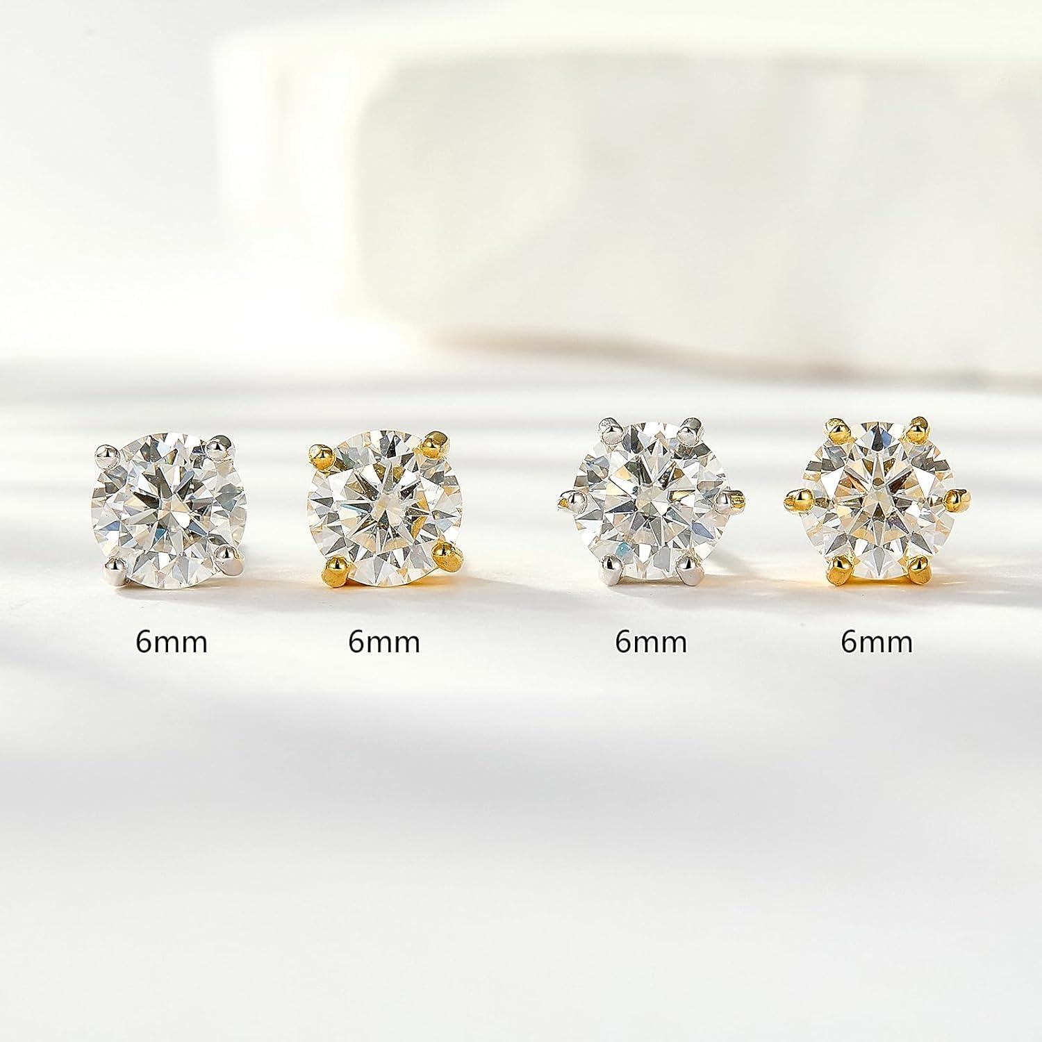 GW Moissanite Ohrringe 925 Silber 18K vergoldet Damen Ohrstecker