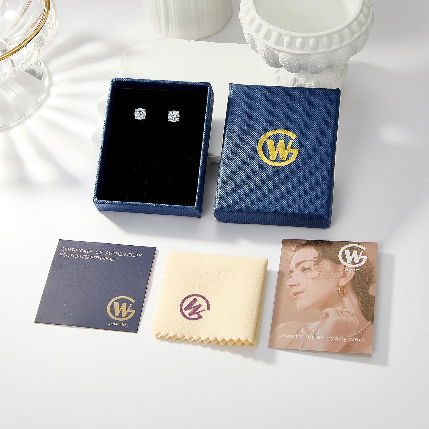 GW Moissanite Ohrringe 925 Silber 18K vergoldet Damen Ohrstecker