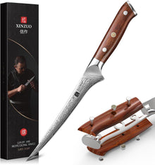 Damaststahl Filetiermesser 18cm Fischmesser mit Geschenkbox