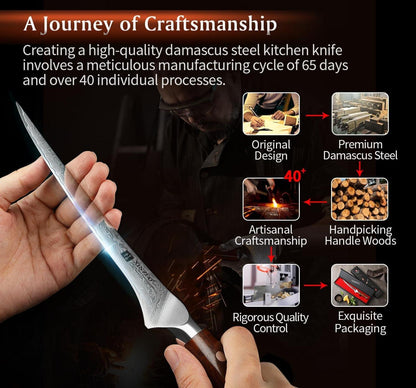 XINZUO Damaststahl Fischmesser 18cm Profi Filetiermesser Küchenmesser