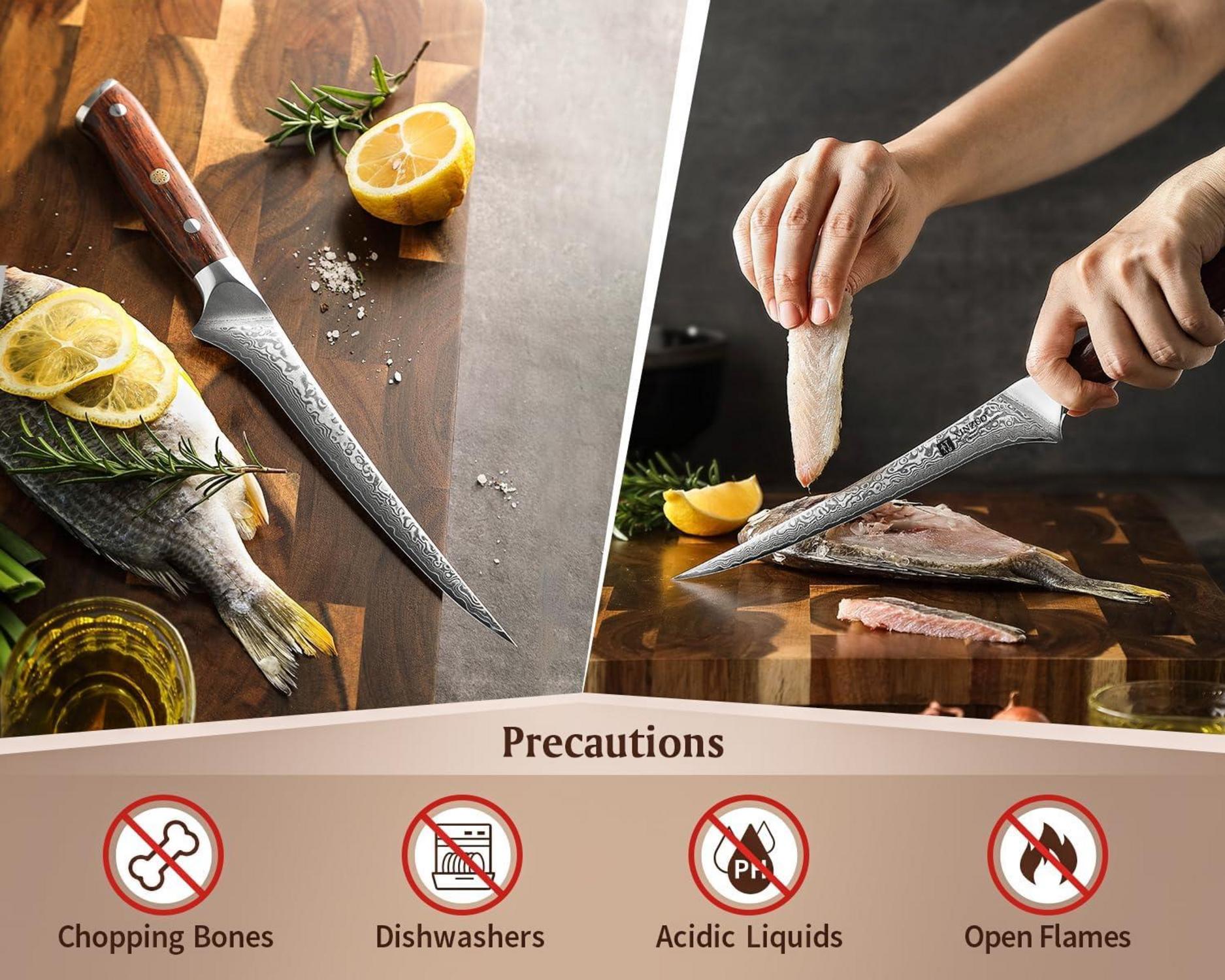 XINZUO Damaststahl Fischmesser 18cm Profi Filetiermesser Küchenmesser