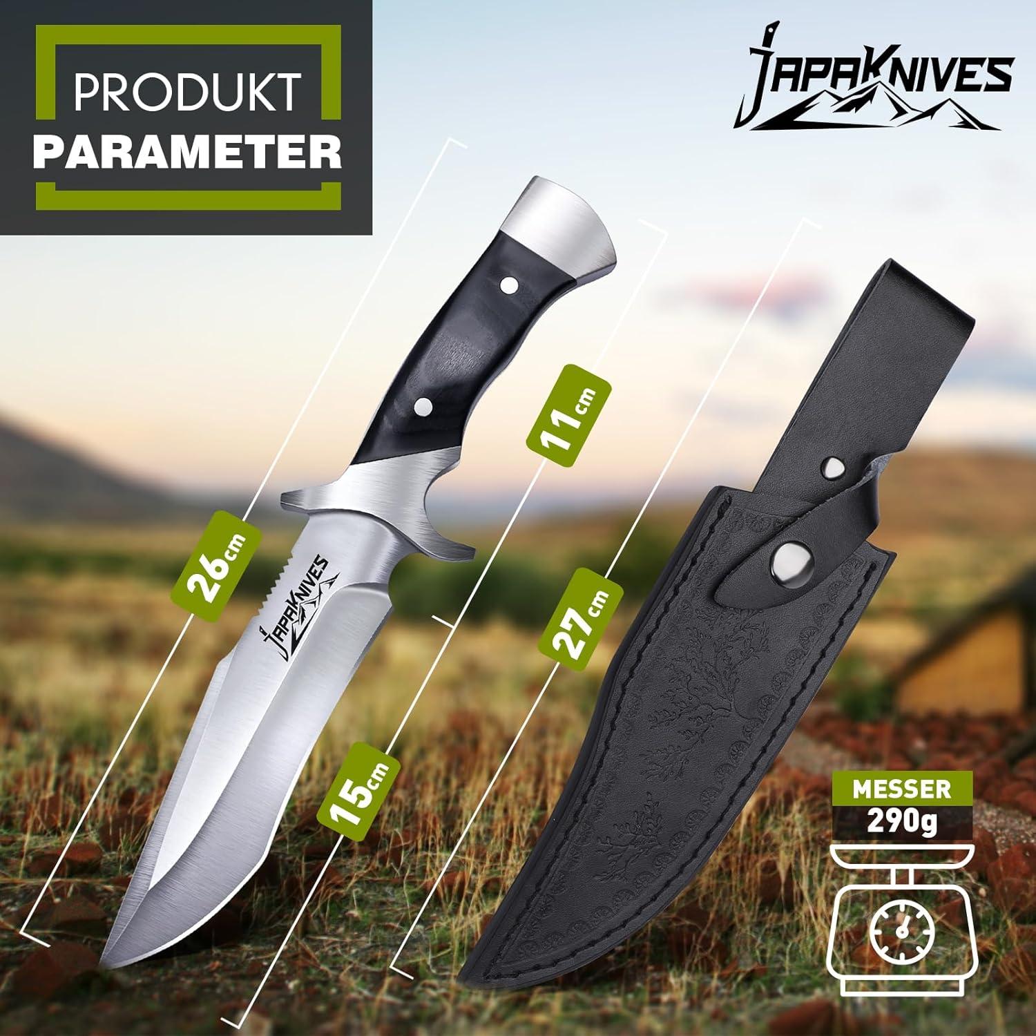Outdoor Survival Messer Full Tang Klinge Lederscheide Bushcraft Hunting Knife