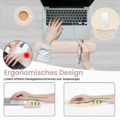 Handballenauflage Mauspad & Tastatur Set Aprikose Memory Foam