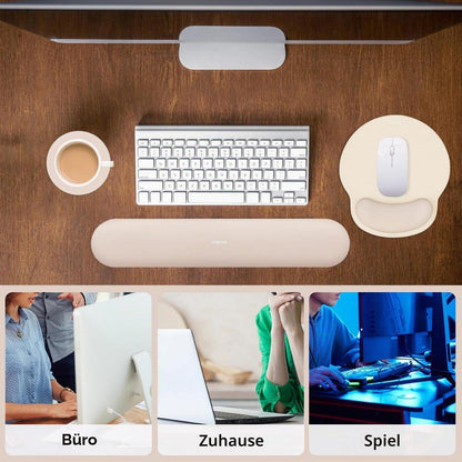 Handballenauflage Mauspad & Tastatur Set Aprikose Memory Foam