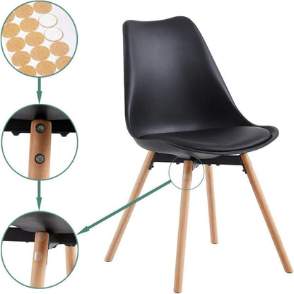 Esszimmergruppe weißer Tisch + 4 schwarze Stühle, modern