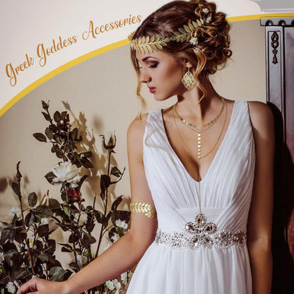 Griechische Göttin Kostüm Accessoires Set Blatt Ohrringe Armreif