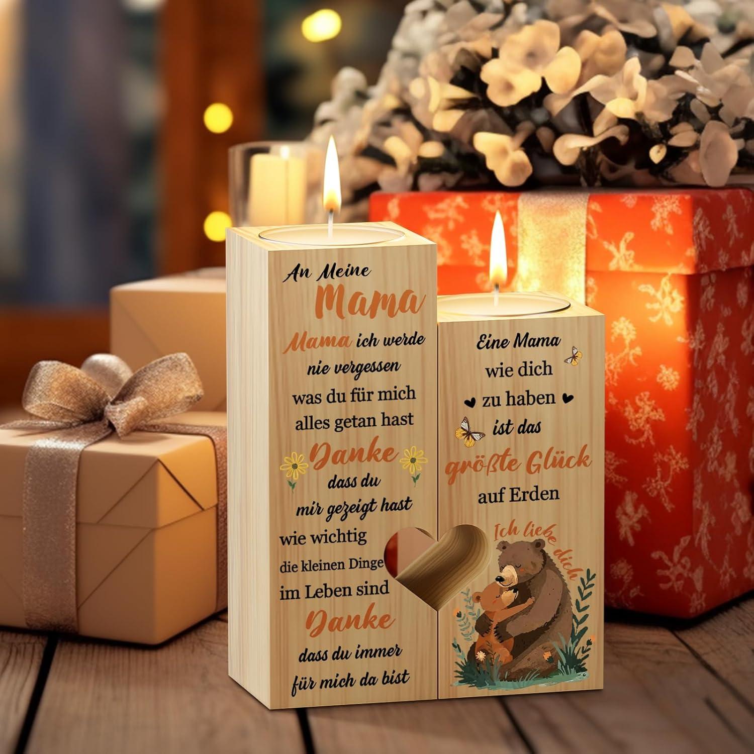 KAAYEE Kerzenständer Herzform Mama Geschenk Geburtstag