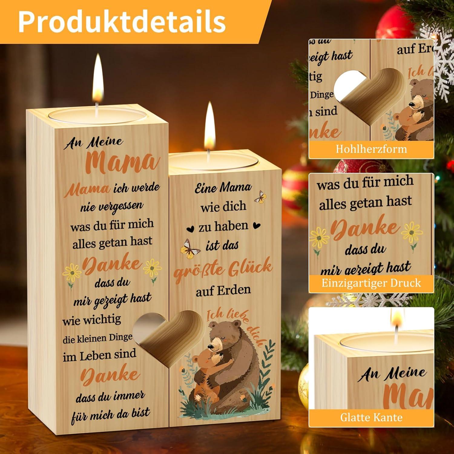 Kaayee Kerzenständer Mama Herzform Geschenk Mutter Geburtstag Weihnachten