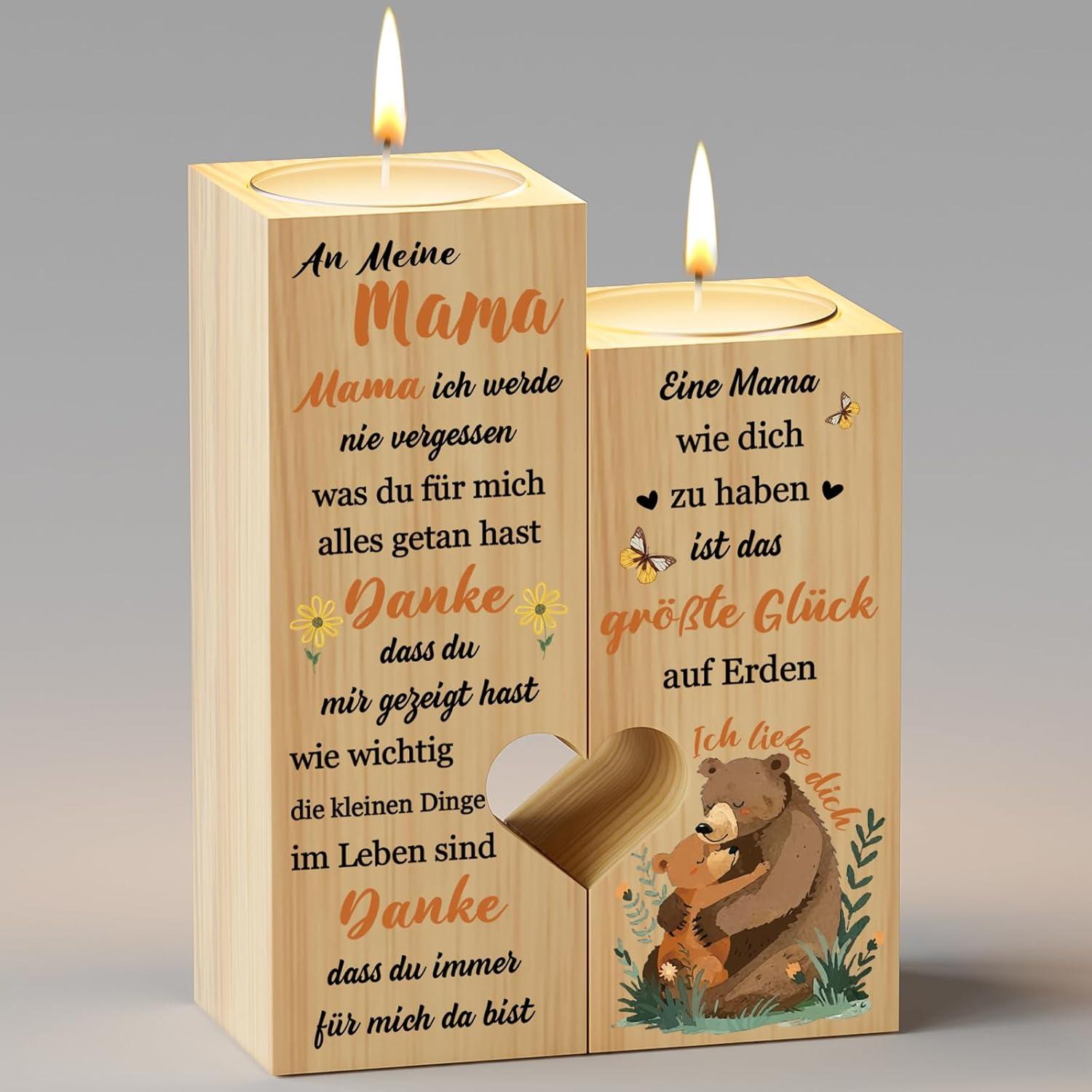 Kaayee Kerzenständer Mama Herzform Geschenk Mutter Geburtstag Weihnachten