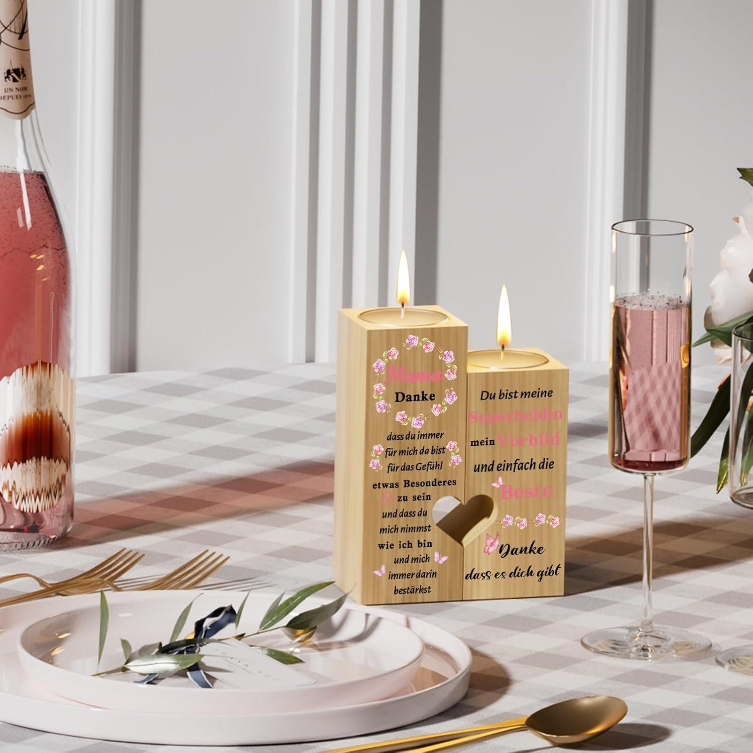 Kerzenhalter Herzform Mama Geschenk Muttertag Weihnachten Dankbarkeit