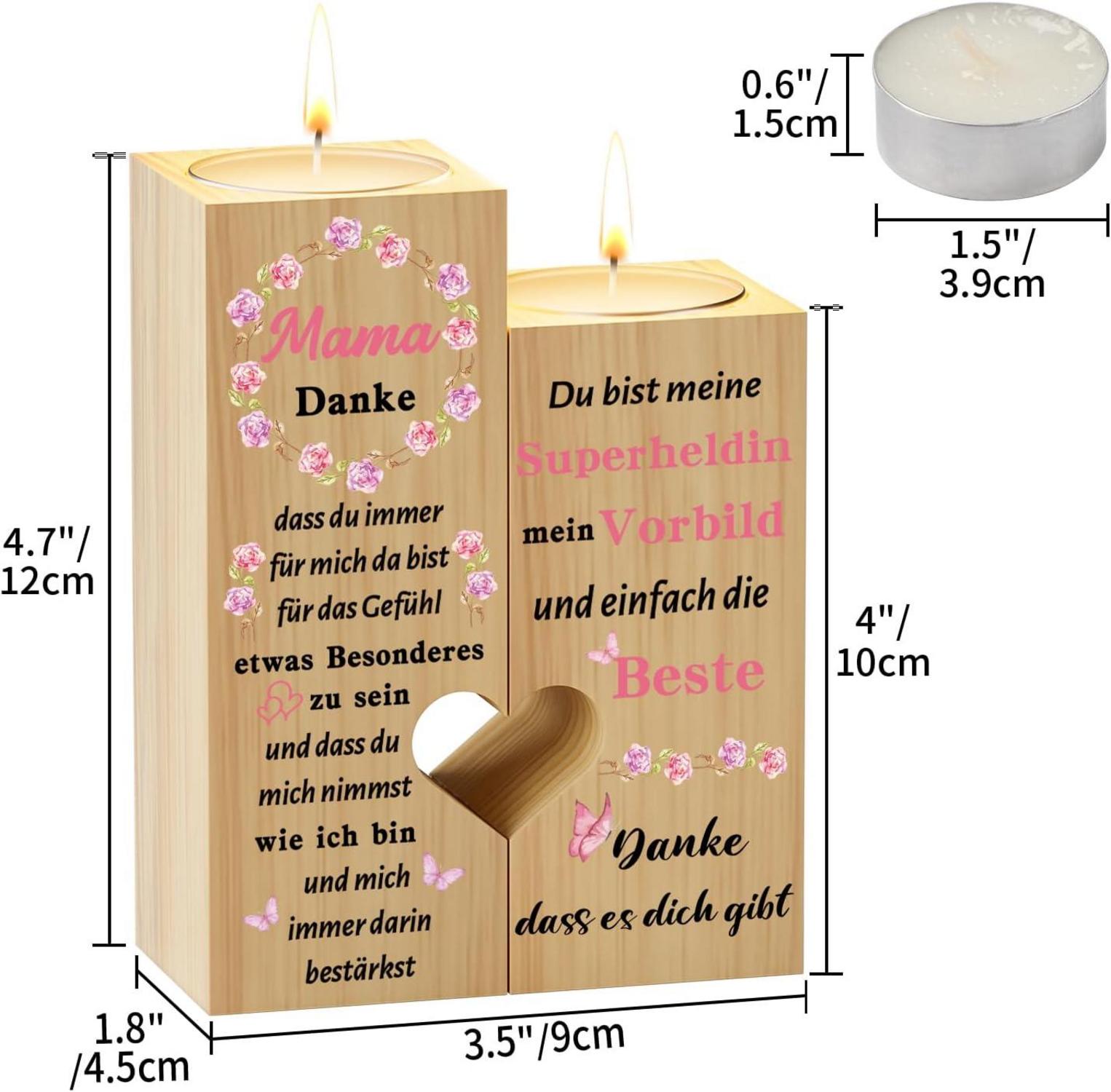 Kerzenständer Herzform Mama Muttertag Weihnachten Geburtstag