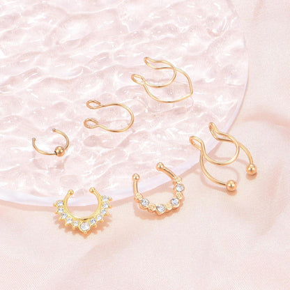 Fake Nasenpiercing Ring 6er Set Edelstahl Goldfarben